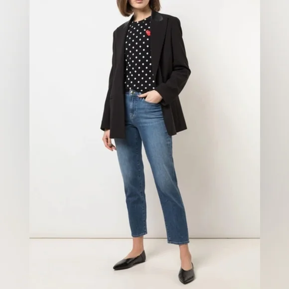 Comme Des Garcons Play Polka Dot Long 100% Cotton Tee Embroidered Heart Size L - Picture 3 of 15